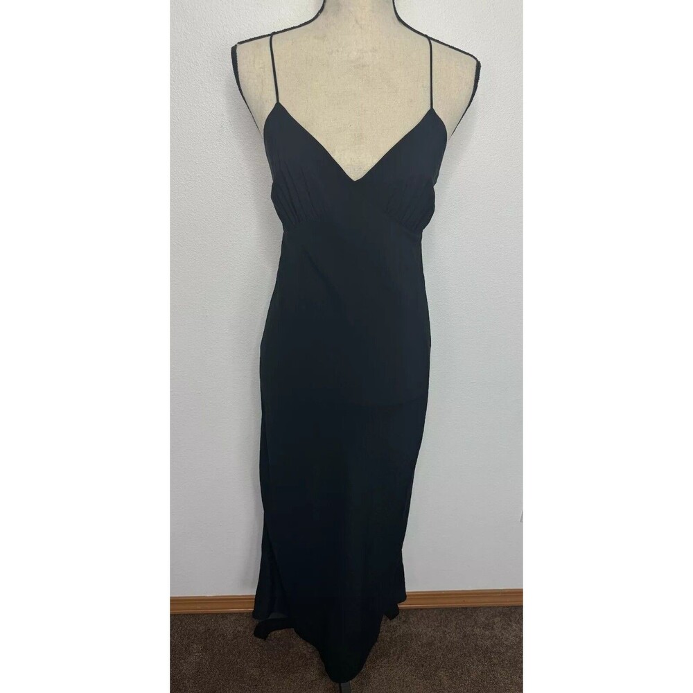 Madewell Size 8 Layton Midi Slip Dress Black Cami Strappy Criss Cross Back NWT - Picture 5 of 16